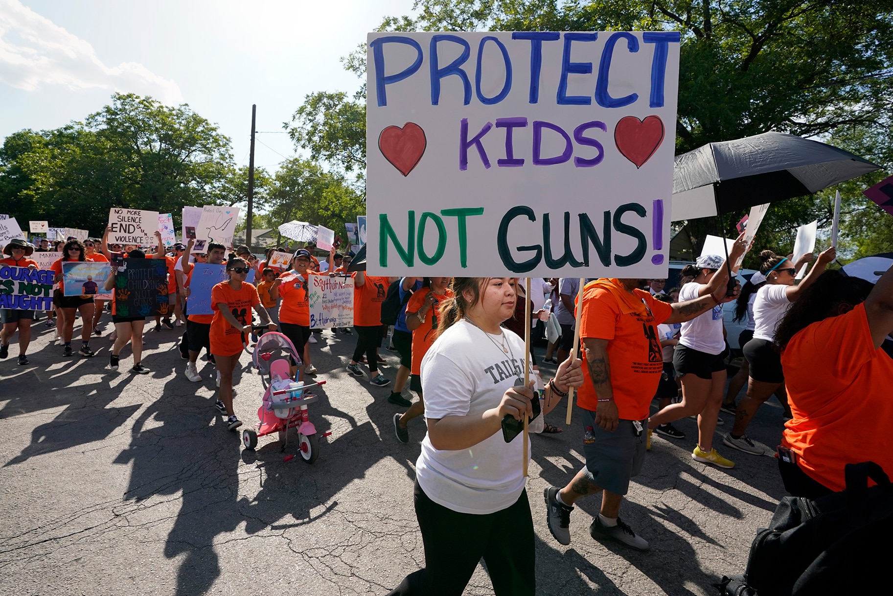 Robb Elementary victims and family members take part in a protest march and rally