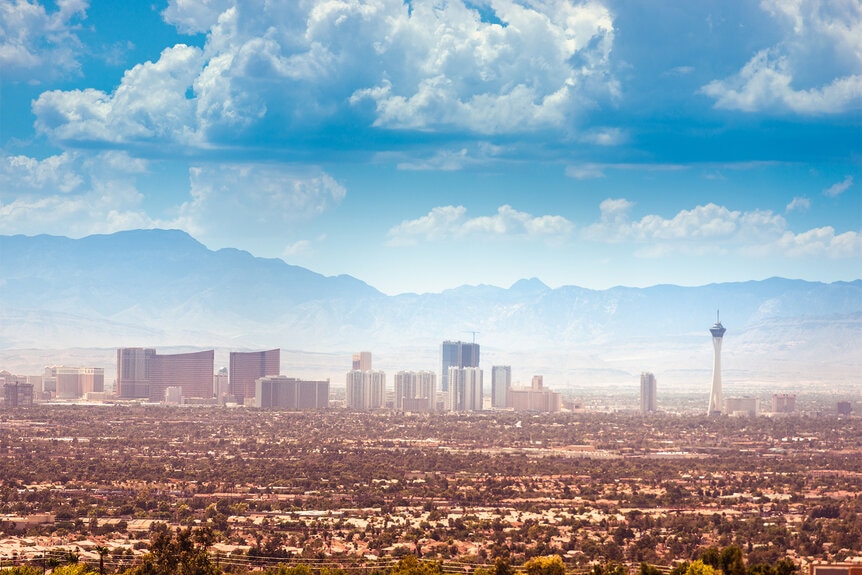 A view of the Las Vegas Skyline from the desert
