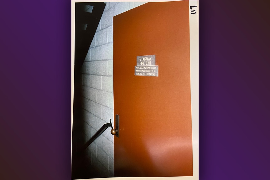Crime scene image of a door featured in Sin City Murders Episode 110.