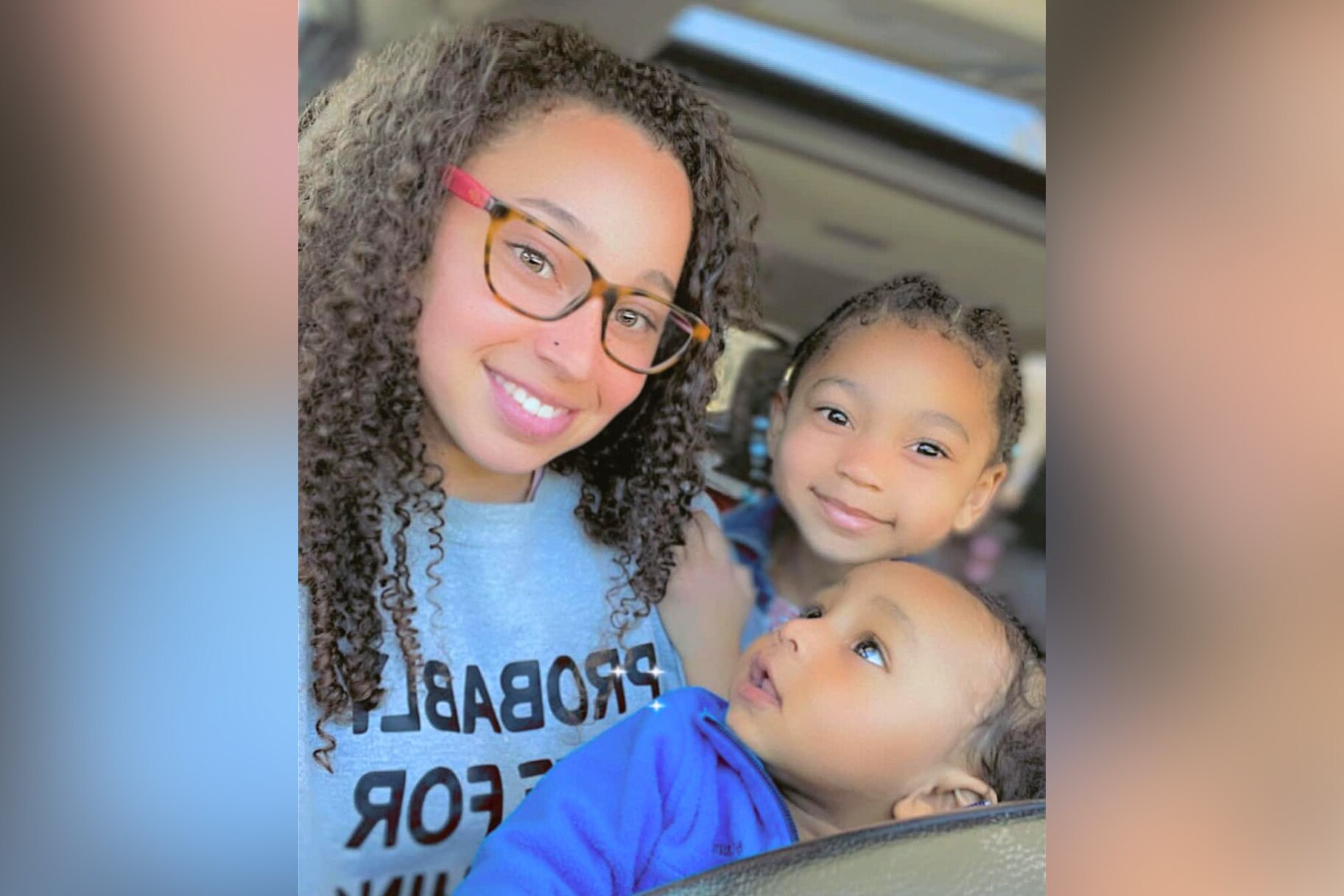 (L-R) Ashton Brown and her children Bella and Bryxtyn Ewing-Meeks