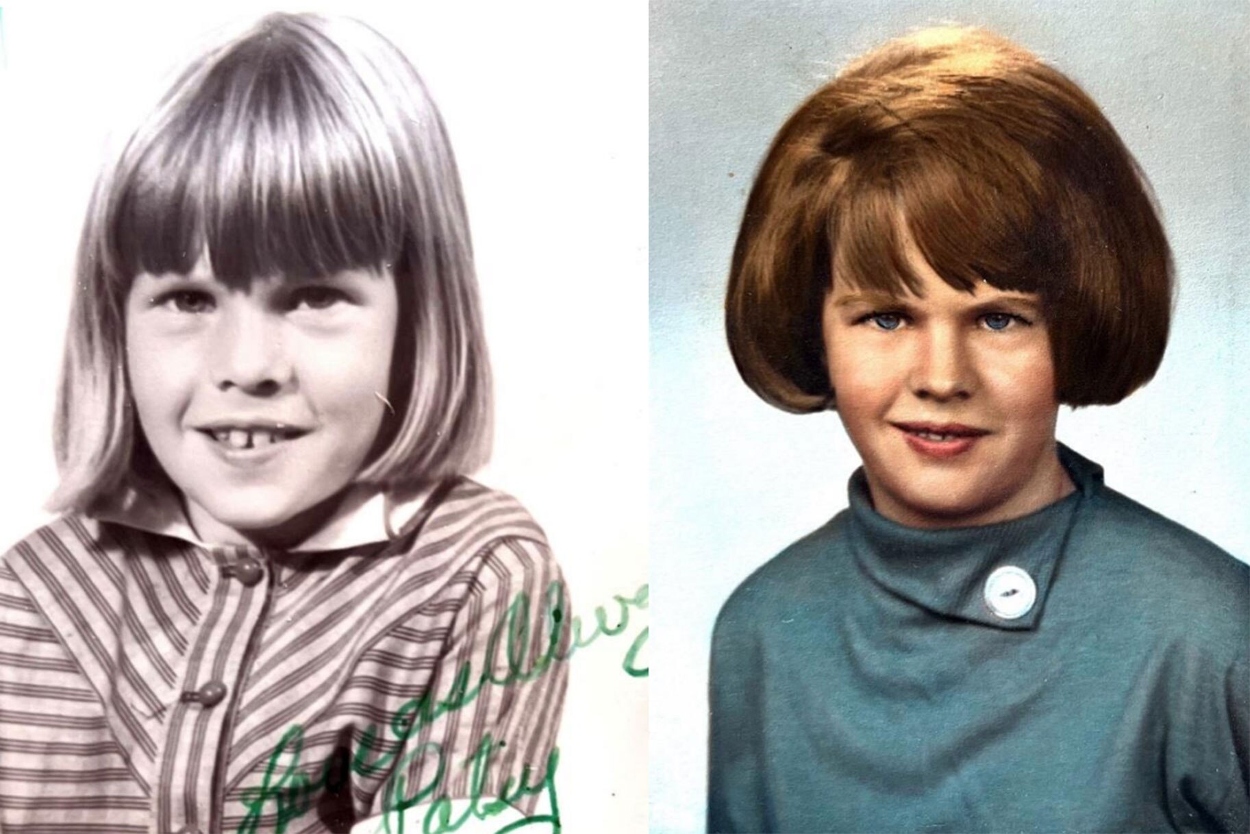 A side by side age progression of Patricia Skiple