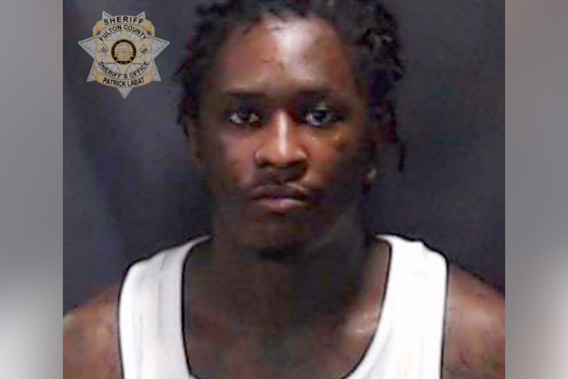 The booking photo of Atlanta rapper Young Thug