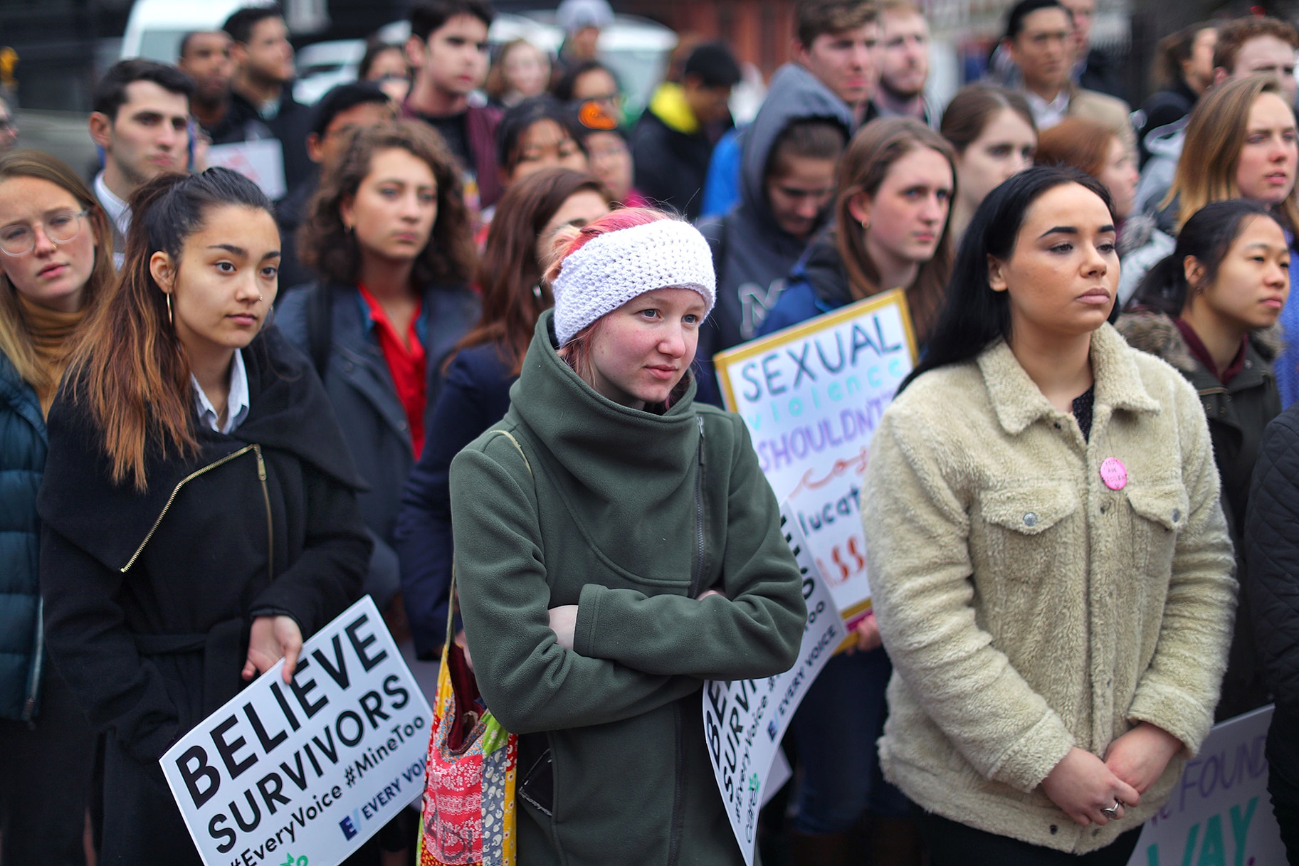 College students from across the state hold a rally in front of the Massachusetts State House