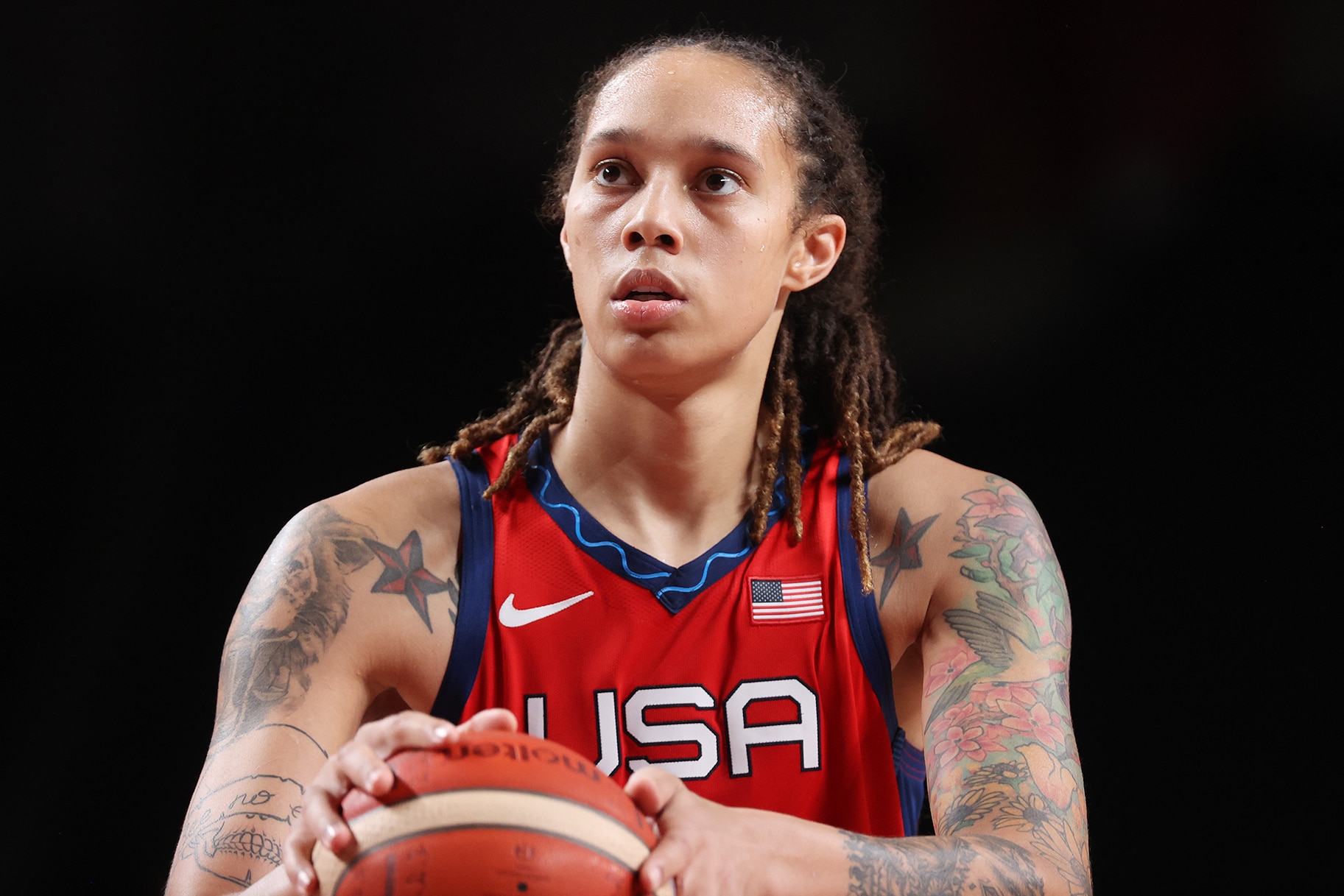 Brittney Griner prepares to shoot a free throw