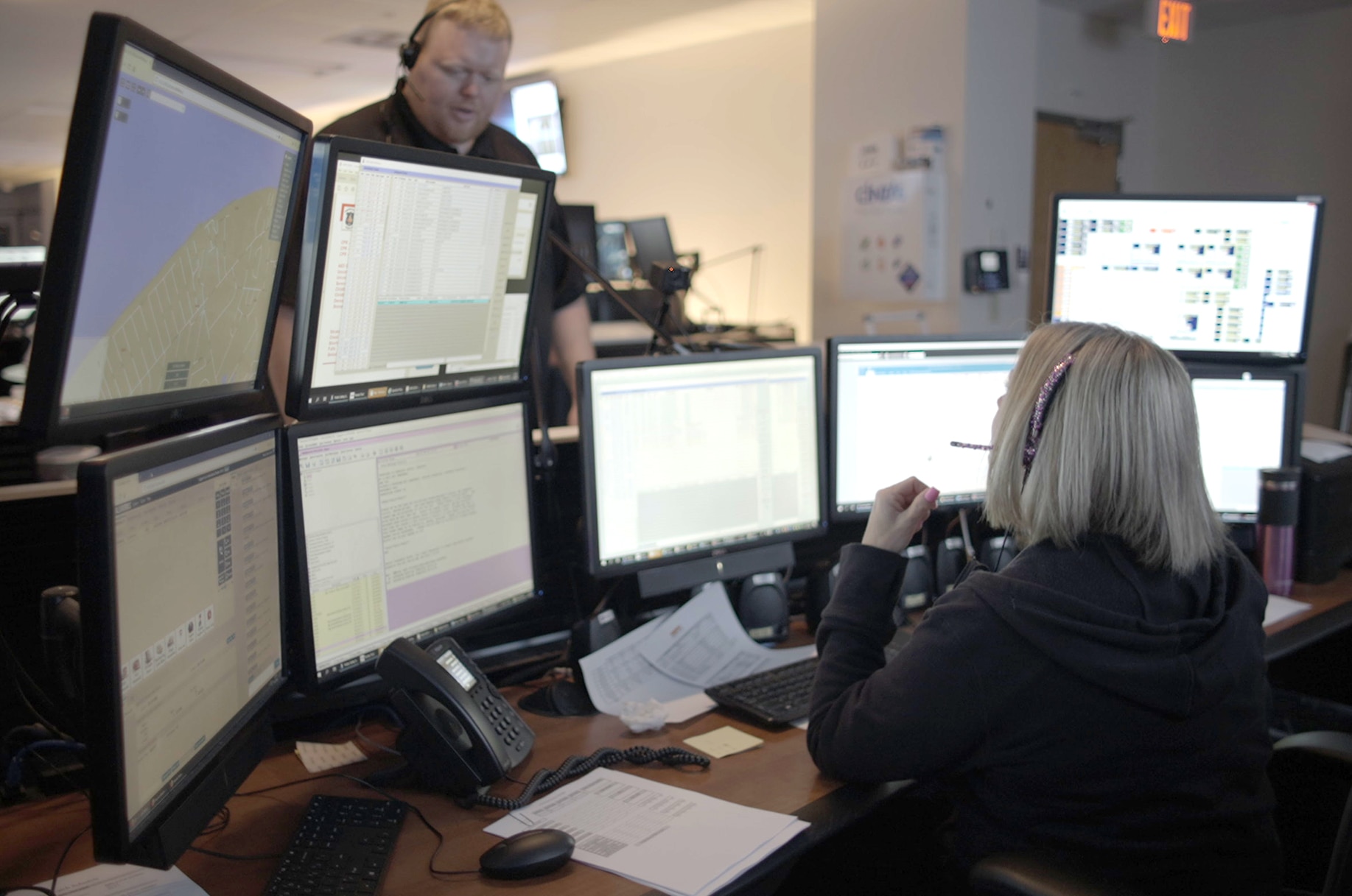 Emergency dispatchers featured in 911 Crisis Center. 