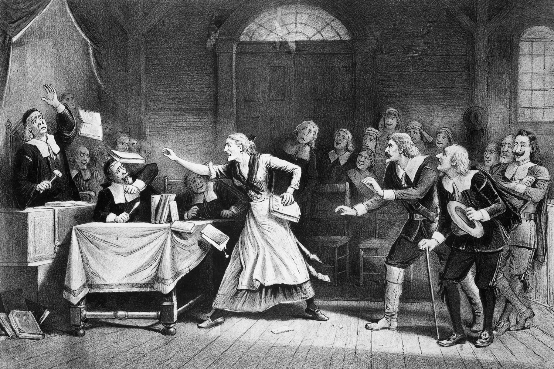A Witch trial in Salem, Massachusetts.