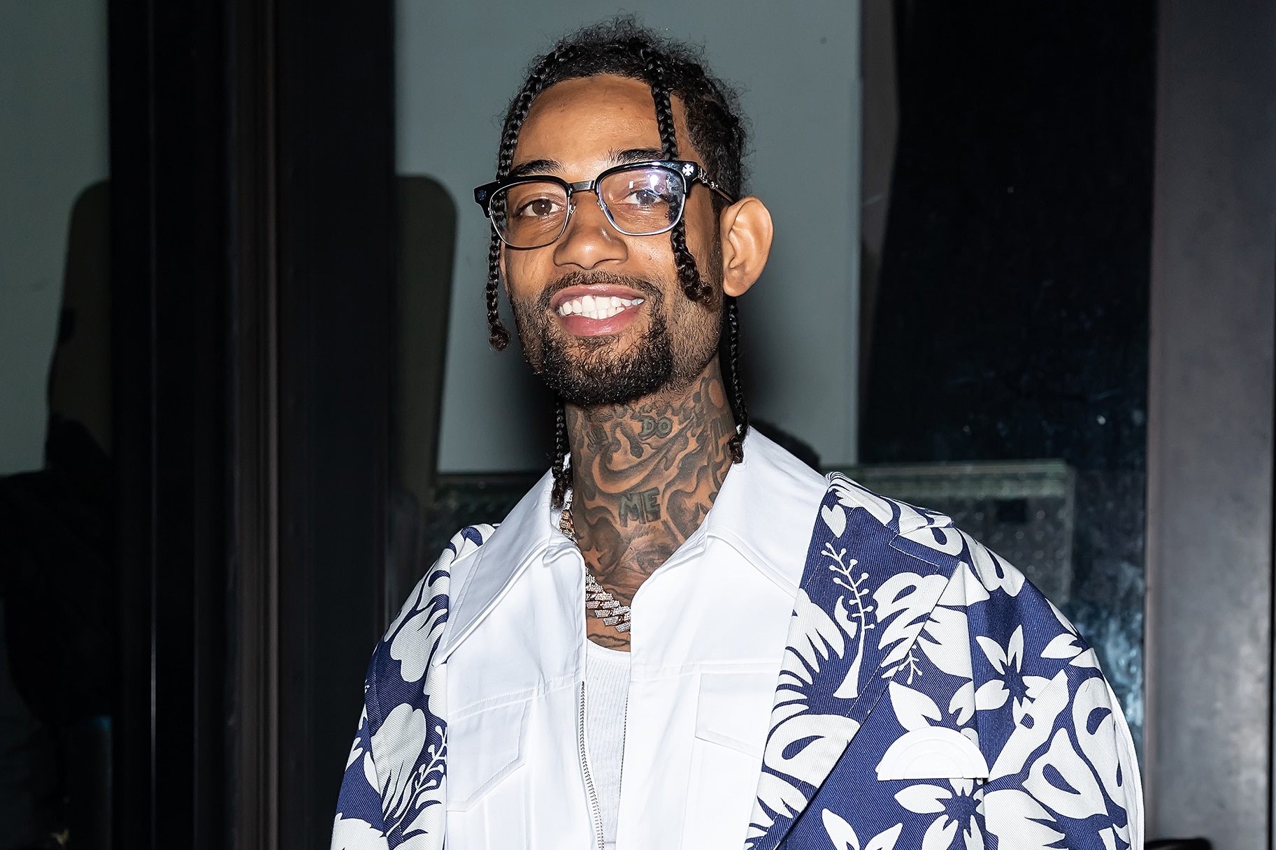 Rapper PnB Rock is seen arriving to the Palm Angels Fashion Show