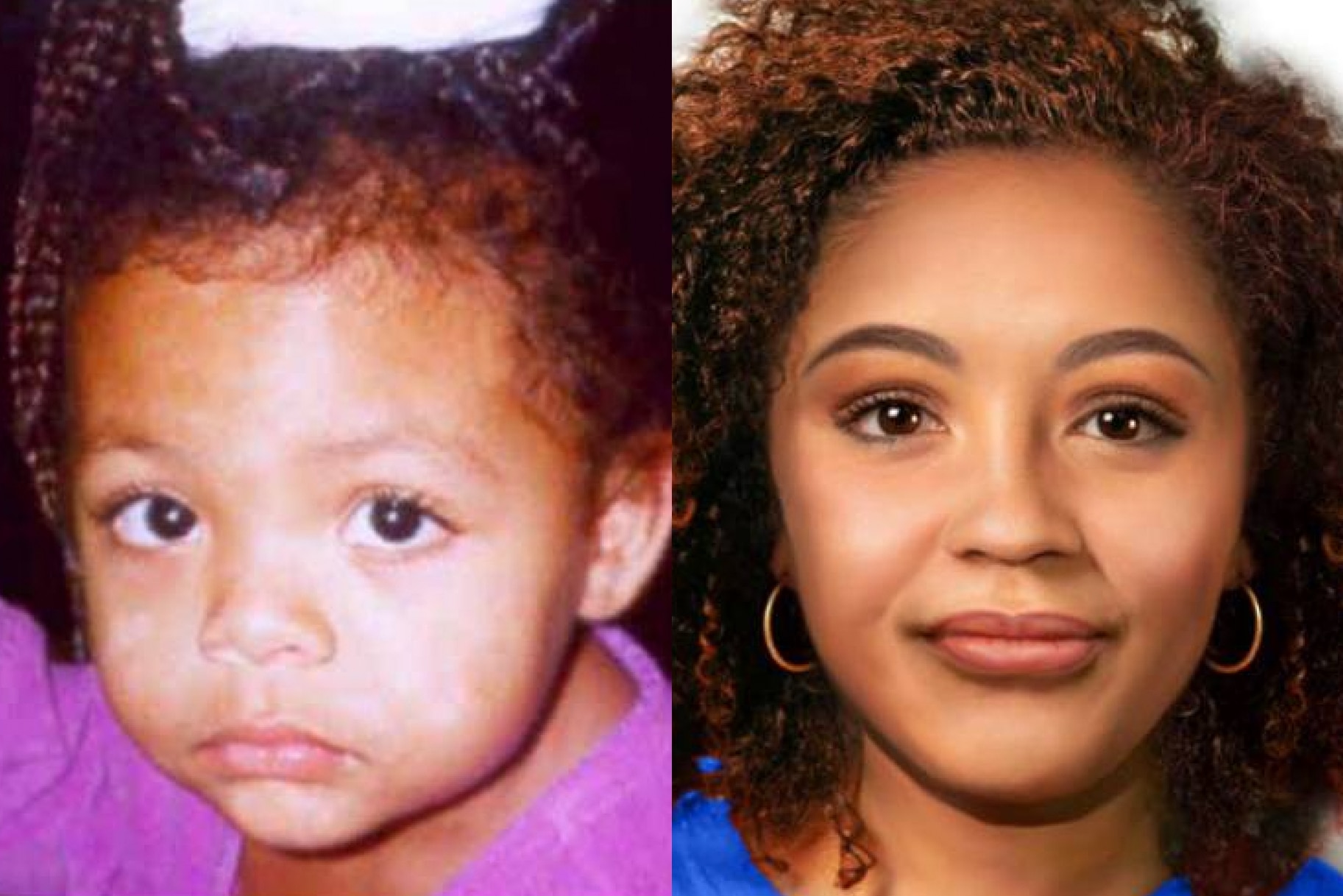 Missing girl Teekah Lewis and an age progression photo