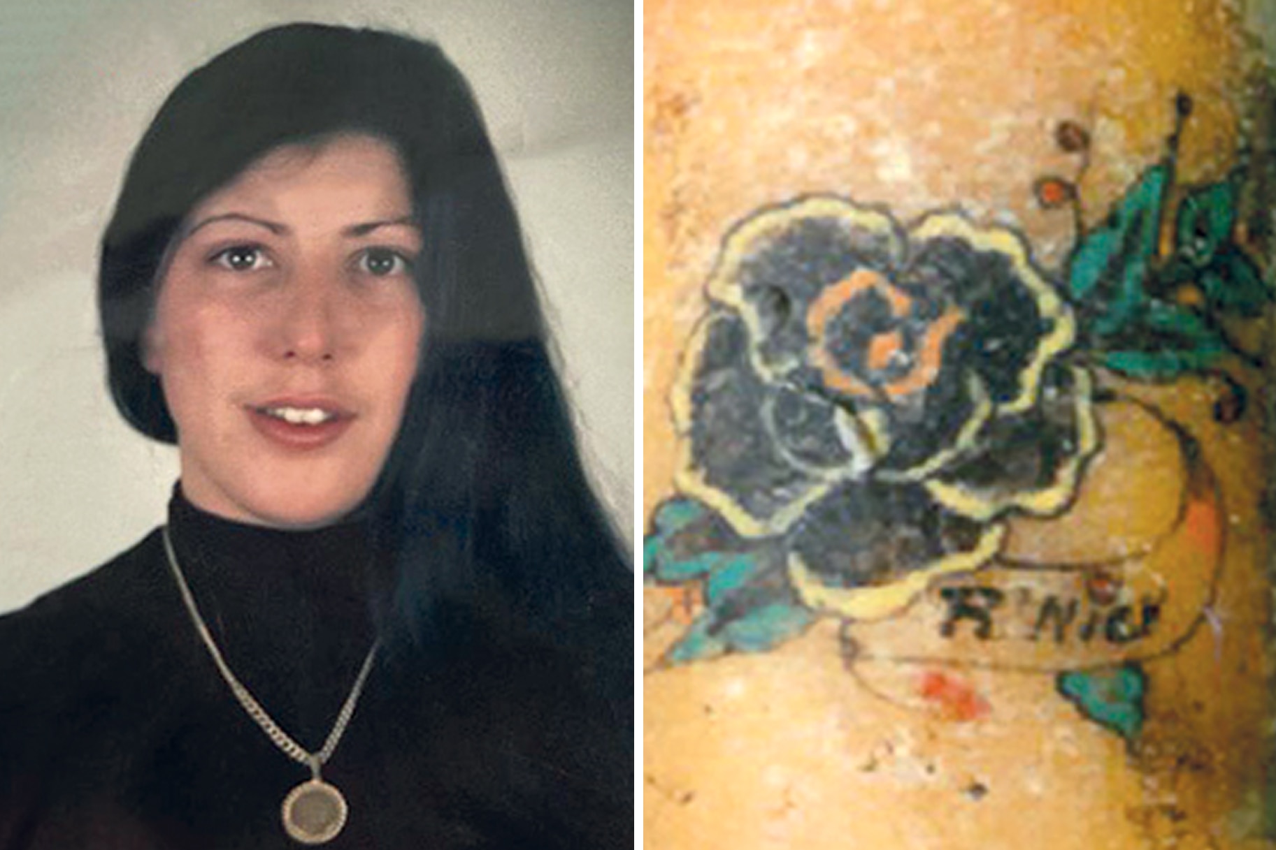 A police handout of Rita Roberts and her tattoo