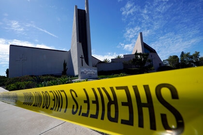 Crime scene tape at Geneva Presbyterian Church