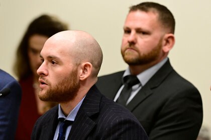 (L-R) Former Aurora officers Jason Rosenblatt and Randy Roedema in court