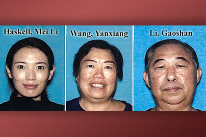 A police handout of Mei Li Haskell, Gaoshan Li and Yanxiang Wang