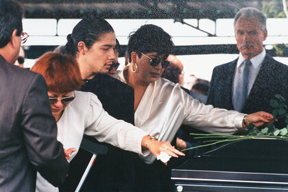Selena Quintanilla's family at her Funeral featured on Selena and Yolanda: The Secrets Between Them