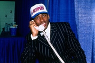 Lorenzen Wright on the phone after he was drafted by the LA Clippers in 1996