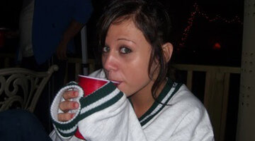 Brittanee Drexel from Final Moments 208 drinks from a red cup.