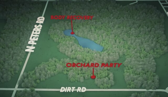 Map from "Smiley Face Killers: The Hunt for Justice" of Todd Geib's death site.