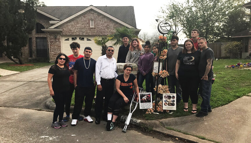 The Martinez family's memorial for their dog Zero, who was killed in a shooting at their Houston home on March 10.