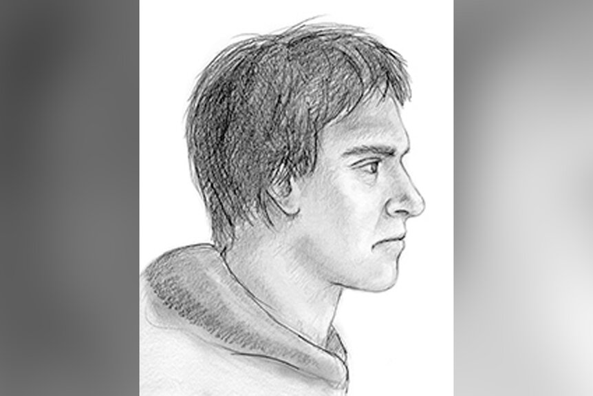 A sketch of the person of interest in the Stephen and Djeswende Reid homicides.