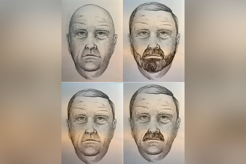 Aged progressed sketches of the suspect in the 1982 disappearance of Lynn Burdick.