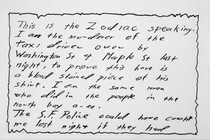 A letter from the Zodiac killer