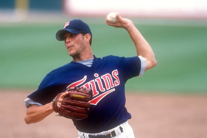 Danny Serafini pitches during a pre season baseball game in 1997