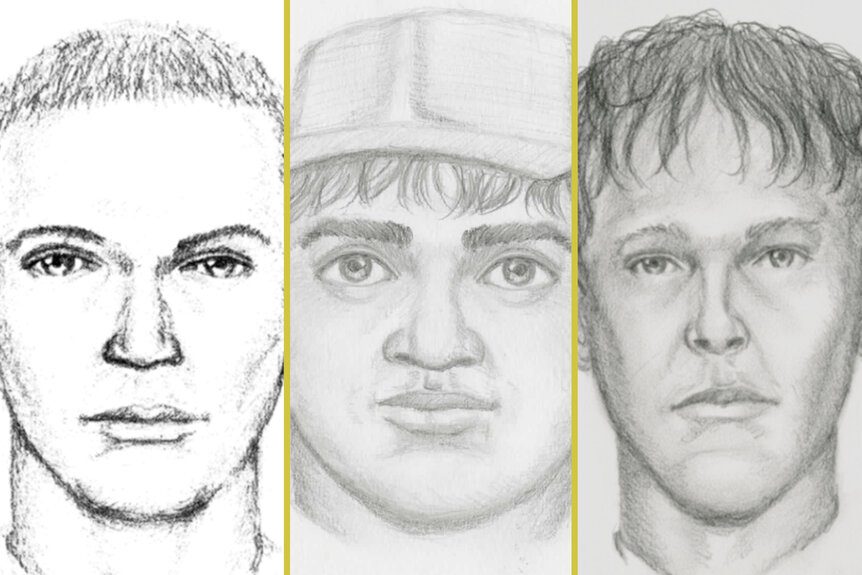 Sketches of suspects from the murder of Maggie Long